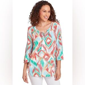 Ruby Rd Colorful Geometric Print Blouse Size XL